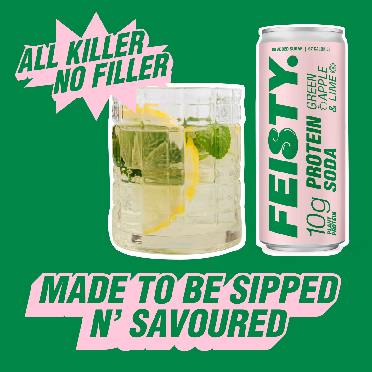 Green Apple and Lime Protein Soda