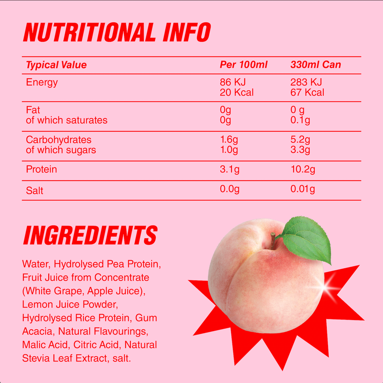 White Peach Nectarine Protein Soda
